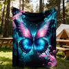 1pc Butterfly Fantasy Flannel Blanket, Comfortable and Warm Blanket, for Camping Sofa Bed and Couch Office007
