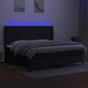 Maison Exclusive - Black 200x200 Cm Fabric Bed Slat Base Mattress and LED