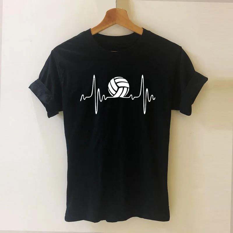 Heartbeat Volleyballs Harajuku T Shirt Funny Tshirt Women Clothing Casual Short Sleeve Tops Tees