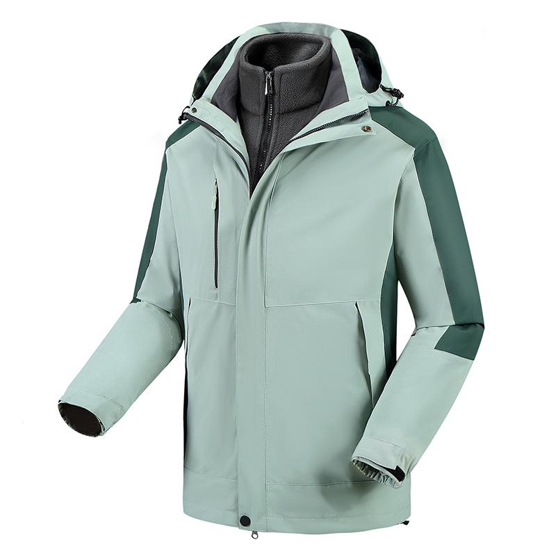 Custom Logo 3-in-1 Windbreaker with Fleece Down, Warm Jacket for Autumn/Winter, Embroidered Workwear.
