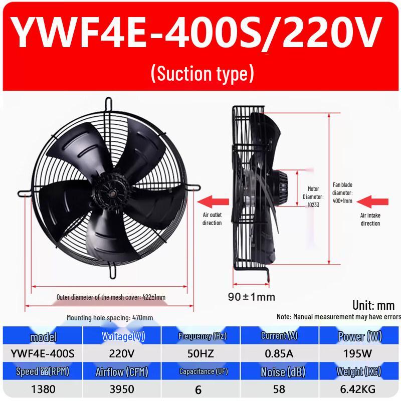 Tai Ju Fu YWF4E-400S Axial Flow Exhaust Fan CN plug (adapter included)