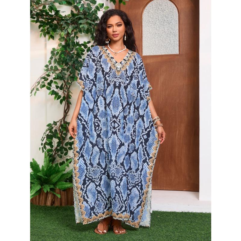 Plus Size Women's New Printed Holiday Beach Cover Up