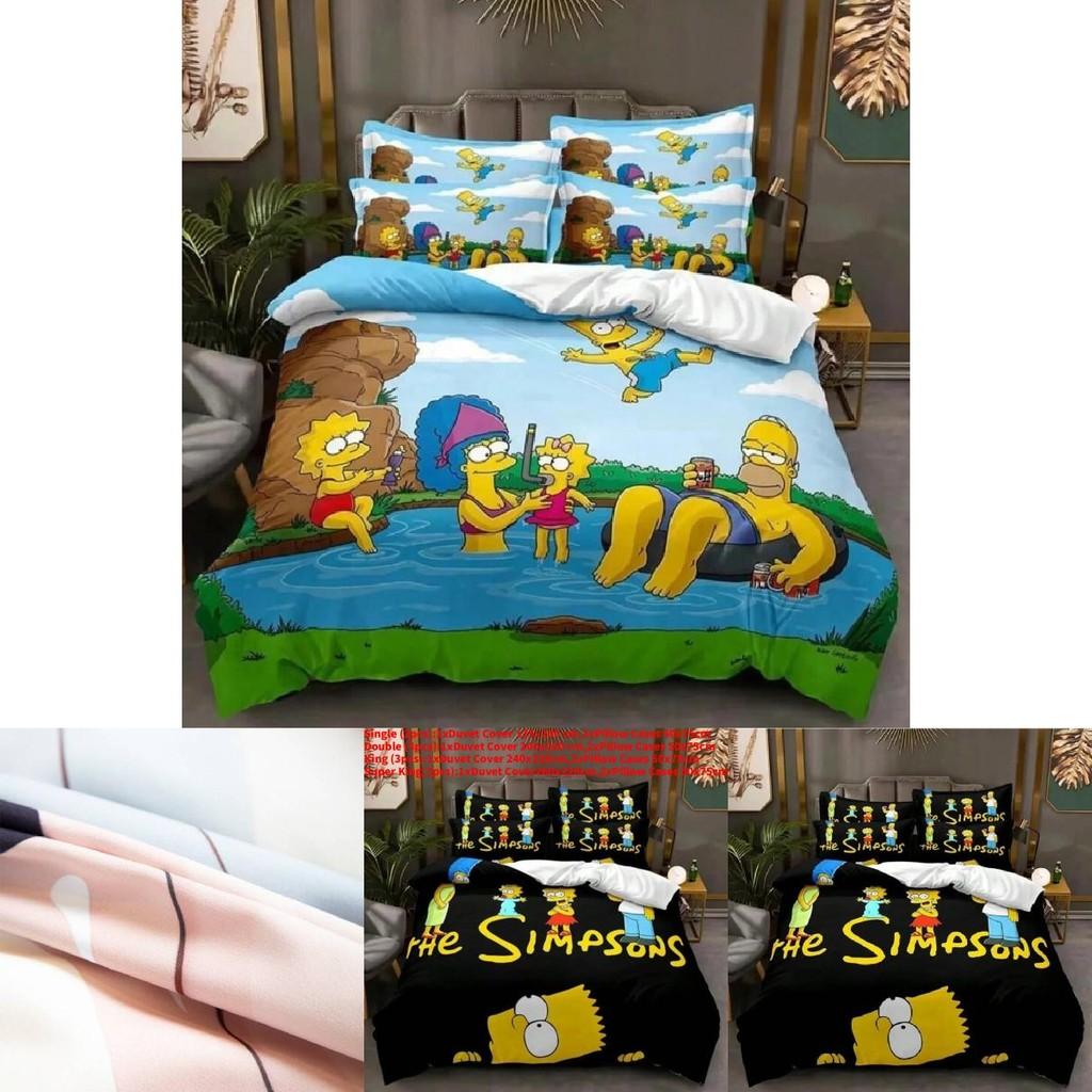 The Simpsons Cartoon Bedding Set With Reactive Dye Printing For Modern Home Decor