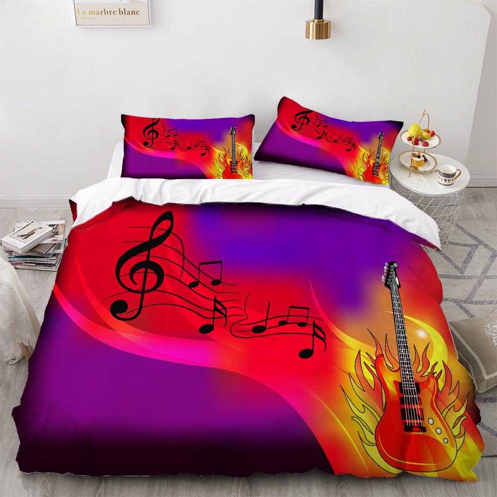 

3D цветной гитарный музыкальный принт наволочка для кровати пуховое одеяло покрывало односпальное двуспальное двуспальное двуспальное двуспальное полноразмерное постельного белья для взрослых EU single(135x200cm)