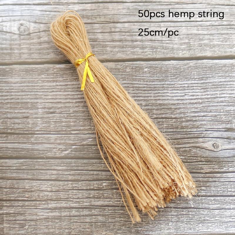 50pcs Vintage Natural Jute Rope Twisted Cord DIY Craft Cotton String DIY Sewing Wedding Decoration Gift Tag Packaging Rope