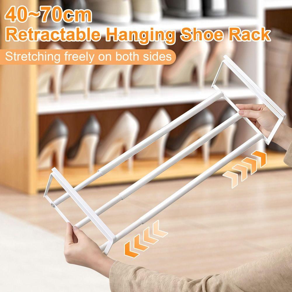 Organizer 15.7-27.6 In Shoe Rack Hanging Retractable Shoe Storage Multifunctional Adjustable Under Cabinet Shelf Closet
