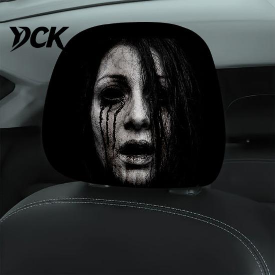 Removable Headrest Protector Universal Car Cover, Scary Face Protective Seat Cover for Most Vehicles, Easy to Install Automotive Interior Accessories