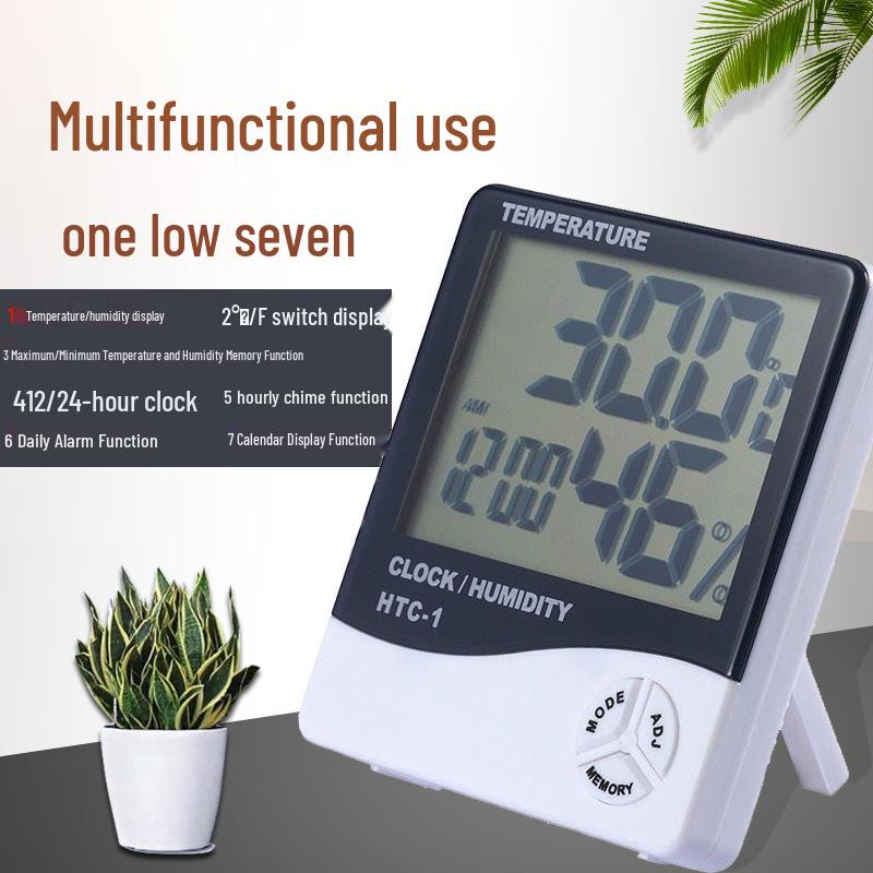 Digital Indoor Thermometer & Hygrometer HTC-1 with Display for Temperature and Humidity – Ideal for Greenhouses