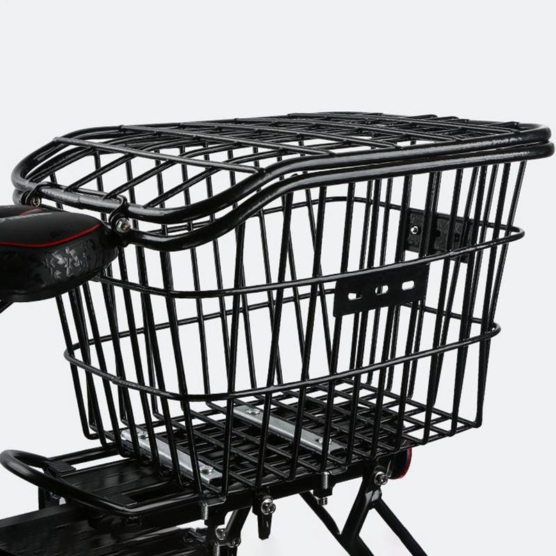 Bike Rear Basket Metal Bicycle Cycling Rack Cargo Container for Mountain Bike Schoolbag Storage Basket Frame Cycle Rear Shelf
