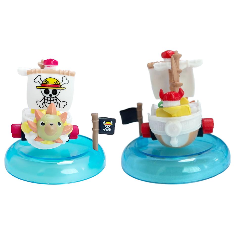 One Piece blind box 1-8pcs Anime Ship Figure Luffy Model Toy kawayi Mini Boat Pirate Ship Navy Going Merry Boat  Assembled Model