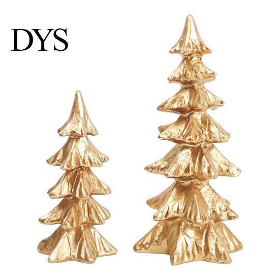 Christmas Gift Ideas 2Pcs Tree Ornaments, Vintage Gold Tabletop Decoration for Holiday Festive Figurines Home Decor And Fireplace Mantel Display,