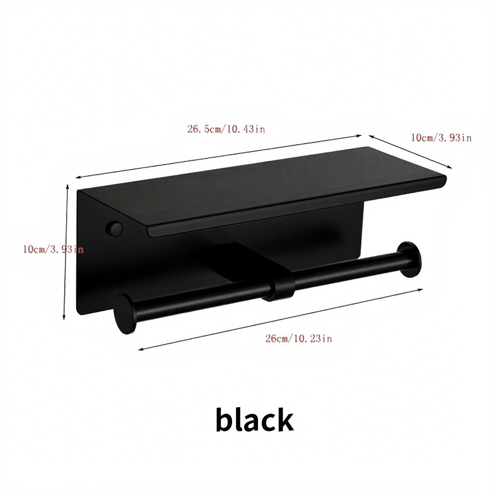 

Stainless steel wall mounted tissue holder with smartphone and keyboard holder - space saving design, polished surface чёрный