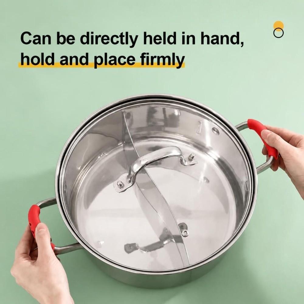 6 PCS Non-Slip Pot Handle Cover Red Grip Handle Sleeve  Frying Pan Stew Pot Steamer