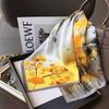 70x70cm Lightweight Cotton Silk Square Scarf With Boho Floral Print Breathable Neck Wrap Women