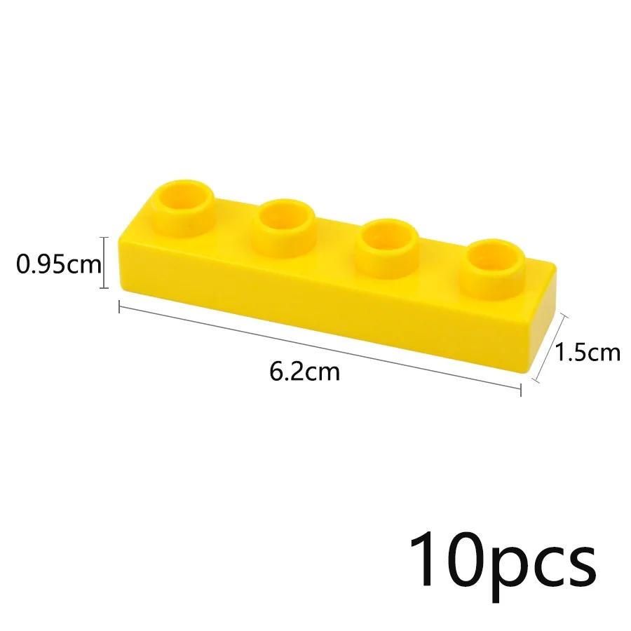 10Pcs Big Size Building Blocks 1x4 Dots Bulk Thin Figures Bricks Educational Creative Large Size Model Toys Compatible Duploes