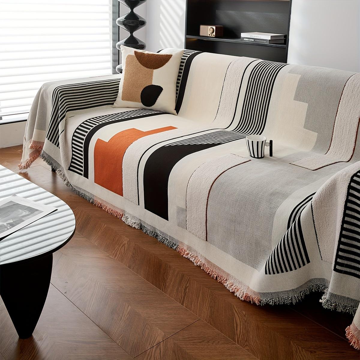 Всесезонный нескользящий чехол на диван с кисточками - Подходит для домашних животных машинная стирка велюровый протектор для дивана для одноместных и четырехместных диванов 180130cm оранжевый 2480₽