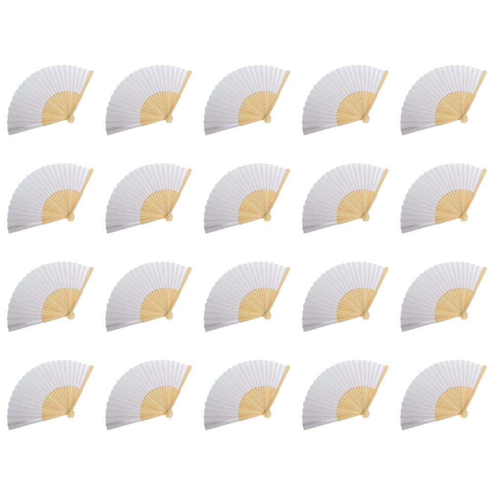 10/20/30Pcs Blank White DIY Paper Decorative Fans Hand Practice Paper Fan Portable Hand-painted for Drawing Dance Cosplay Props