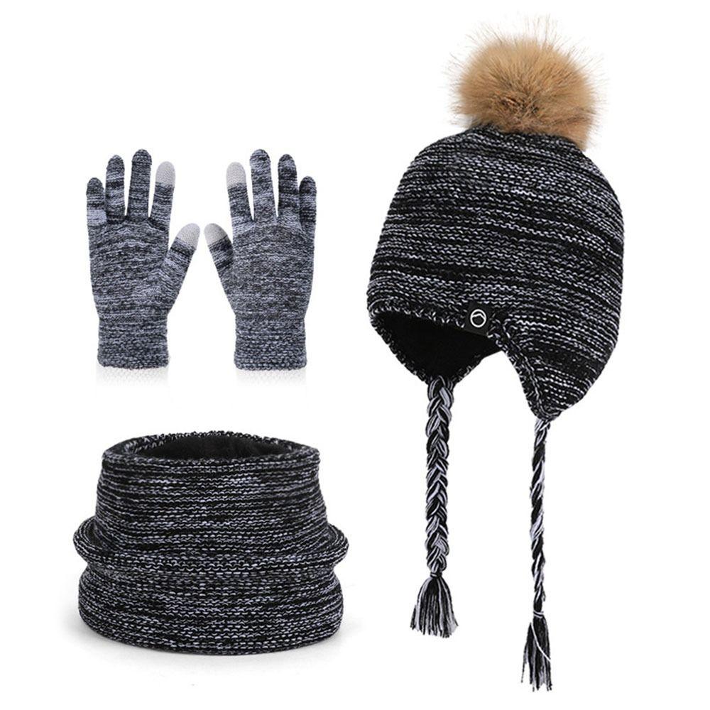 Plush Toddler Bonnet Warm Pompom Knitted Hats Fashion Beanies Hat Children's
