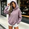 Sweatshirt with Front Pocket Women Leopard Print Hoodie, Oversized Drop Shoulder Hooded Pocket, Hoodie Long Sleeve Loose Casual Pullover Top