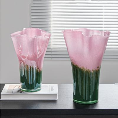 Glass Vase Pink Gradient Glass Bottle Hydroponics Terrarium Flower Arrangement Accessories Flowerpot Home Decoration