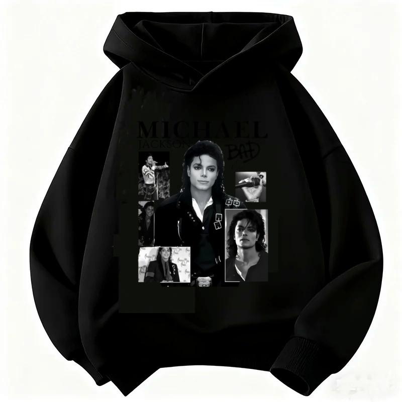 Michael Jackson BAD Album Print Kinder Kapuzenpullover, Unisex, Vintage Hip Hop Pullover mit Kapuze, Lässiges Streetwear Oberteil