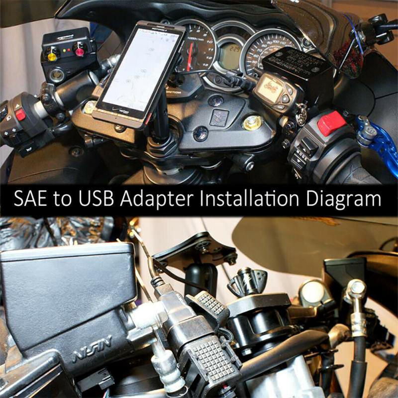 1 Set Motorcycle SAE To USB Charger Adapter 12-24v Mobile Phone Quick Interface Charging Converter