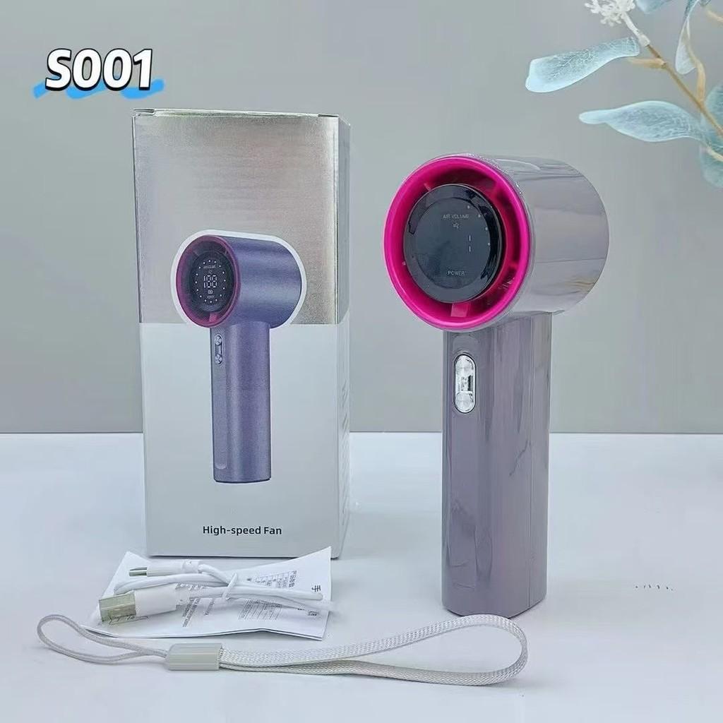 Handheld Mini Turbine Fan With Usb Rechargeable Led Display For Travel And Office Use