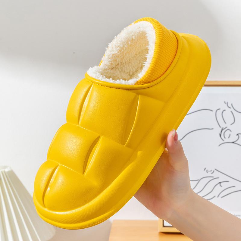 Cotton Slippers Women's Autumn Bag Heel Outer Wear Fleece Home Indoor Thick Sole Removable Plush Shoes Men