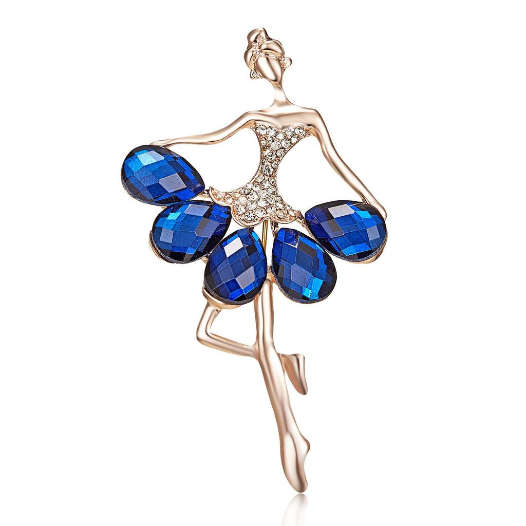 High-End Rhinestone Ballet Dancer Brooch for Women