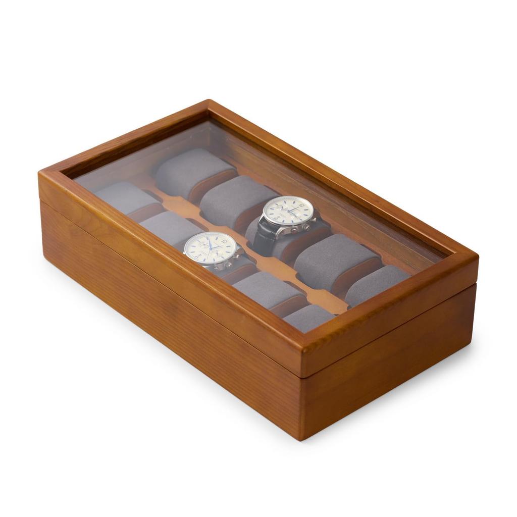 Wooden Watch Storage Holds 10 Dark Gray Watch Can Hold Magnets Box, Watches, Pillow,