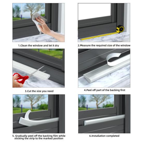 1 Roll 100/300/500CM Window Sealing Strip Self-Adhesive Weather Stripping Soundproofing