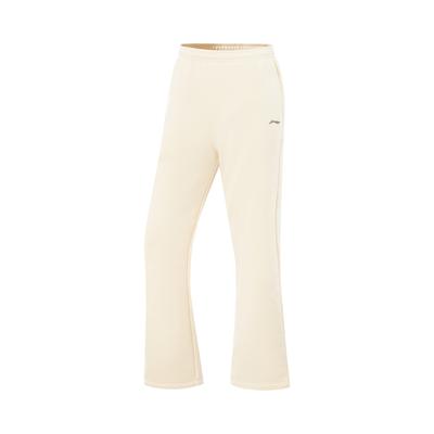 Li Ning Fitness Series Casual Thick Straight Leg Fleece Simple Solid Color Comfortable Versatile Warm Knitted Sports Pants Women Pants AKLV968-9