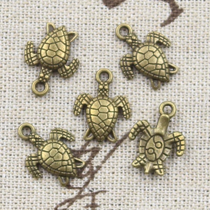 40Pcs Charms Turtle Tortoise Sea 16X12Mm Antique Bronze Silver Color Pendants Diy Craft Making Findings Handmade Tibetan Jewelry