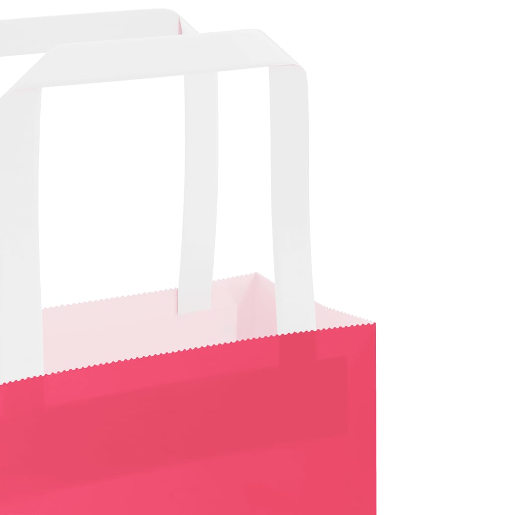 Paper Shopping Bags 250 Pcs with Handles Pink 15 X 8 X 21 Cm