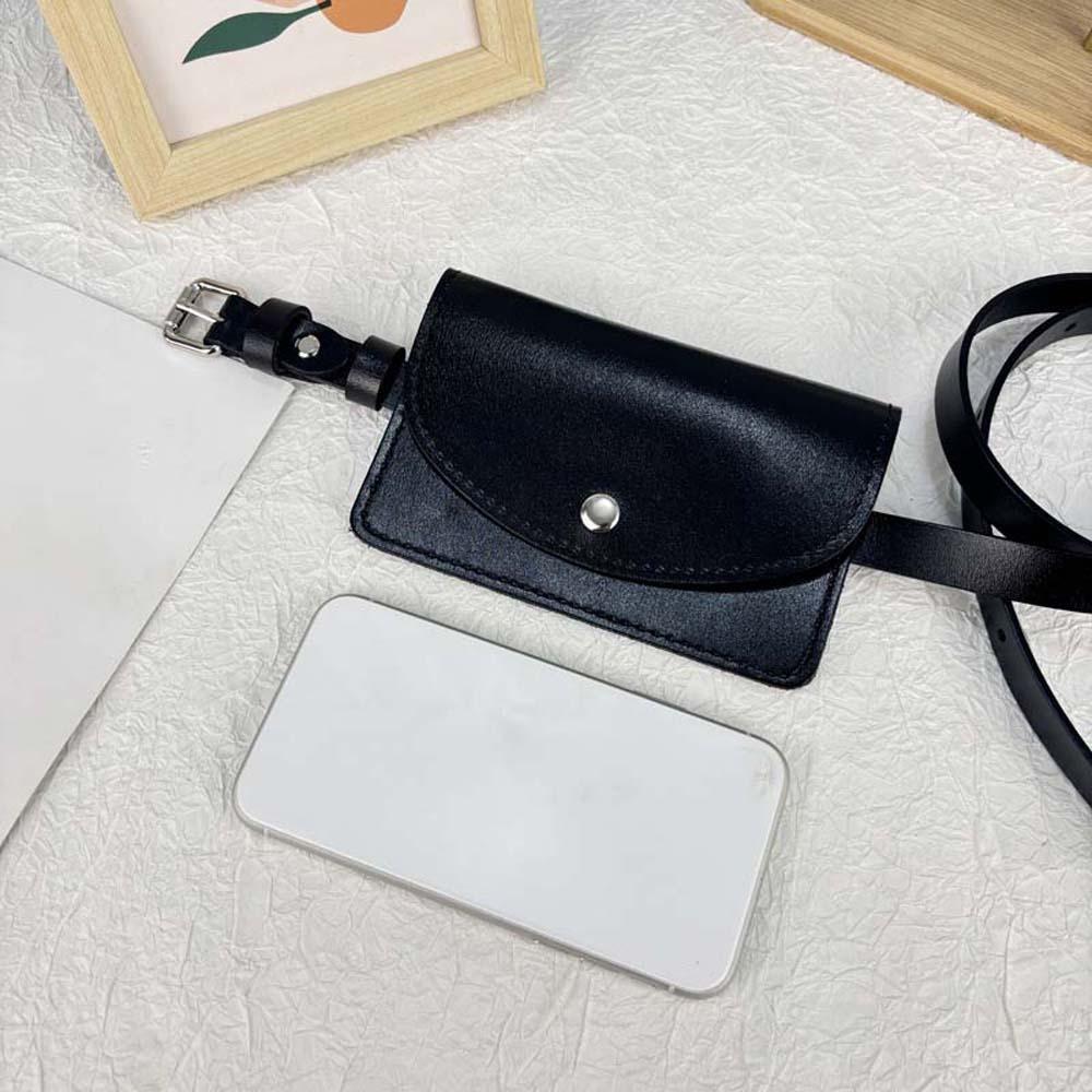 Detachable Waistband Waist Bag Flap PU Leather Coin Purse Waist Belt With Bag  Small Square Pouch