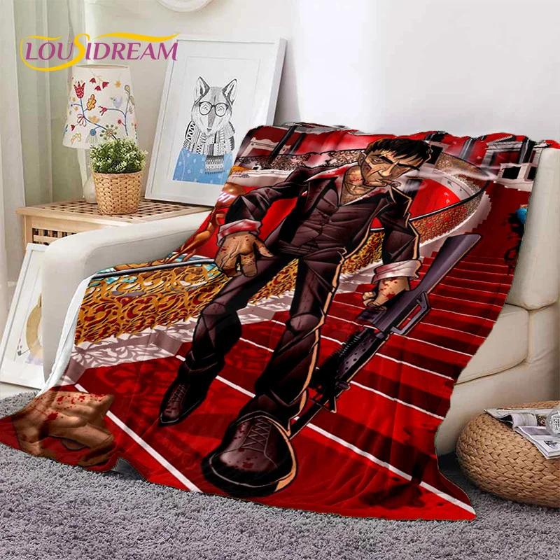Scarface Tony 3D Printing Movie Soft Flannel Blanket for Beds Bedroom Sofa Picnic,Throw Blanket for Cover Outdoors Leisure Gift