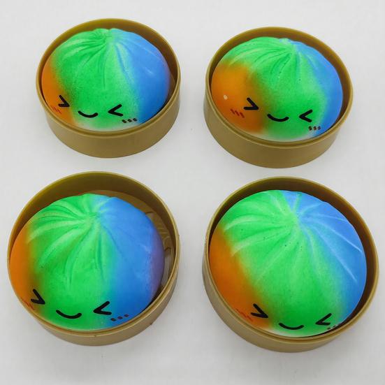 Lachender gedämpfter Teigball Stressball mit Dampfgarer Anti-Angst Mehrfarbig Cartoon-Knödel Quetschspielzeug Weicher simulierter Teigball Fidget Sensorikspielzeug