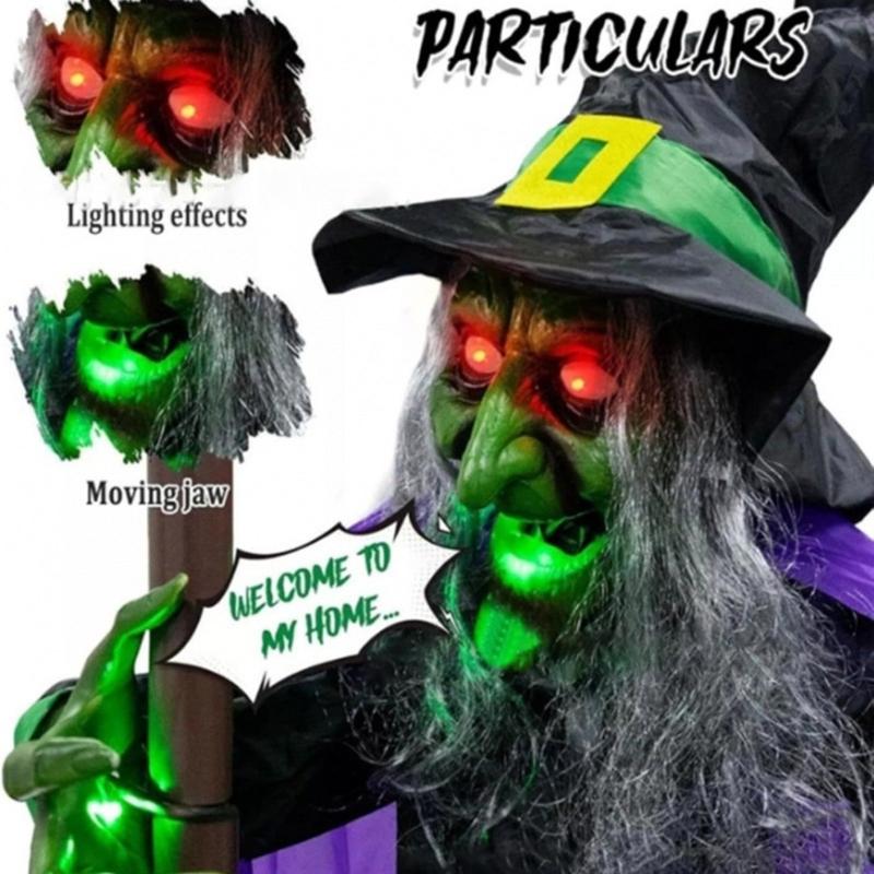 Figurine de Sorcière Flottante Lumineuse Avec Effets Lumineux aux Yeux Accessoires Animatroniques d'Horreur Décoration d'Halloween Applications Cadeau