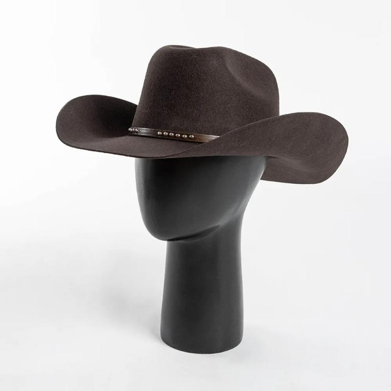 Big Size Men's 100% Wool Western Cowboy Fedoras Hats Unisex Vintage Wide Brim Jazz Felt Hat  Church Gentleman Caps 55/57/59/61cm