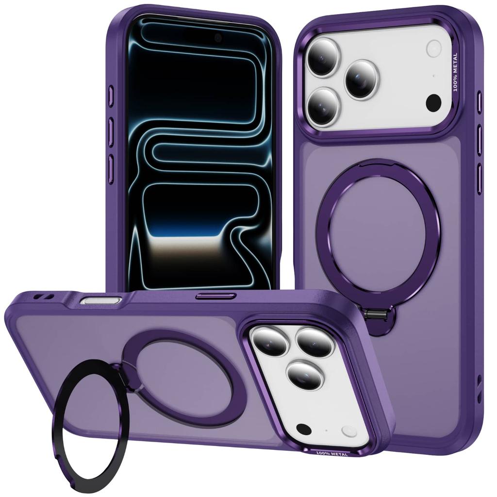 Magnetic Case for iPhone 17/16/15/14/13 Pro Max 12 with 360 Rotatable Ring Stand, Compatible with Magnetic Car Mount, Kickstand