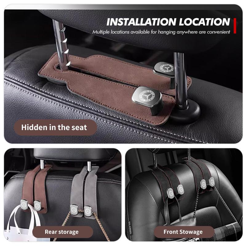 AABDL1 Car Headrest Hook Suede Rear Seat Hanging Dual Hook Storage Rack Accessories For Benz Exclusive AMG SPRINTER V CLASS VIANO W124
