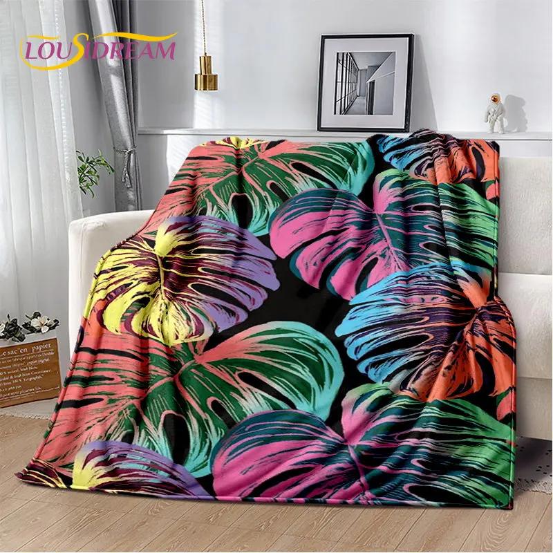 Plantain Leaf Tropical Plant Leaf Soft Plush Blanket,Flannel Blanket Throw Blanket for Living Room Bedroom Bed Sofa Picnic Cover