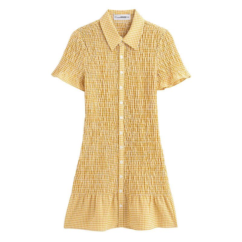 

TAOP&ZA Women s Plaid Short-Sleeve Dress, Spring/Summer Collection Medium