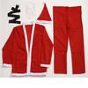 5Pcs Santa Suit for Adults Jackets,Trousers,Beard,Hat Belt Red Deluxe Santa Clauses Costume Christmas Party Cosplay