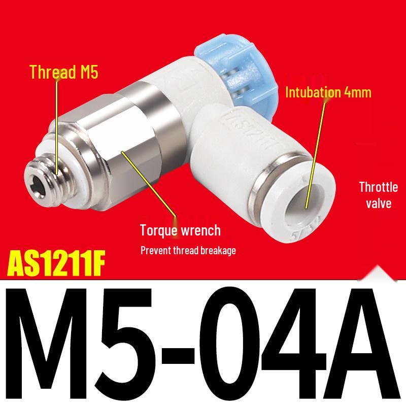 SMC AS1201F Pneumatic Speed Control Valve - Adjustable Throttle Push-Lock Fitting for Cylinder Control