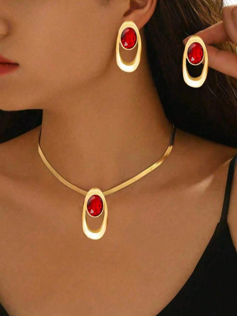 European and American style jewelry niche glossy design diamond-set design pendant earrings versatile long necklace women's jewelry