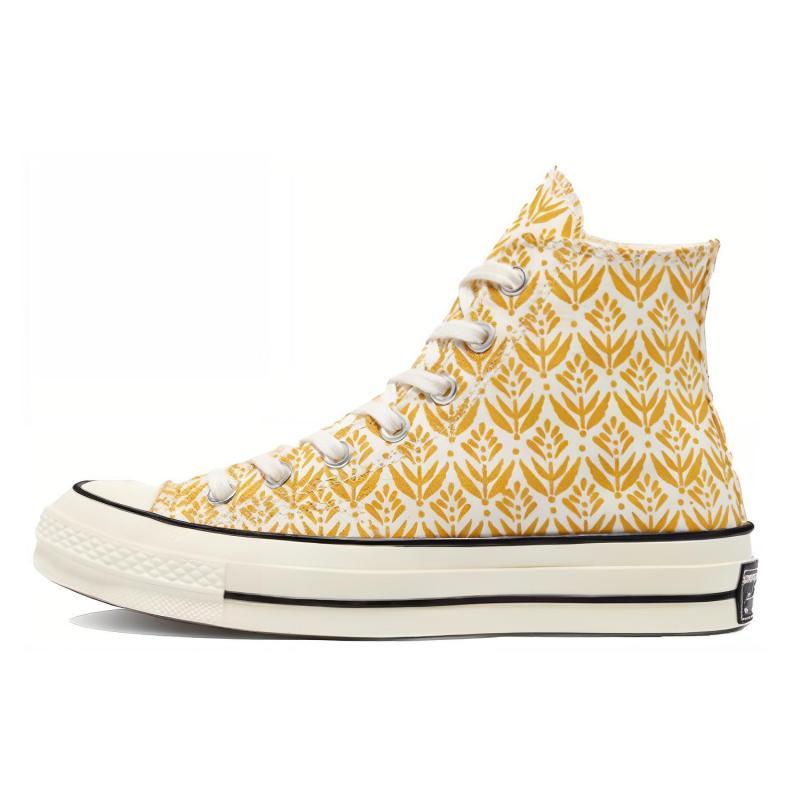 Converse Chuck Taylor All Star Trendy High-Top Canvas Shoes Women's Pale Yellow and White Print