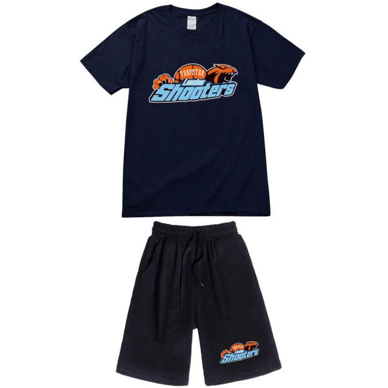 Mens Casual Sport Shorts Set With Tiger Head Print Cotton Blend Tee Straight Fit Mid-Length Pants