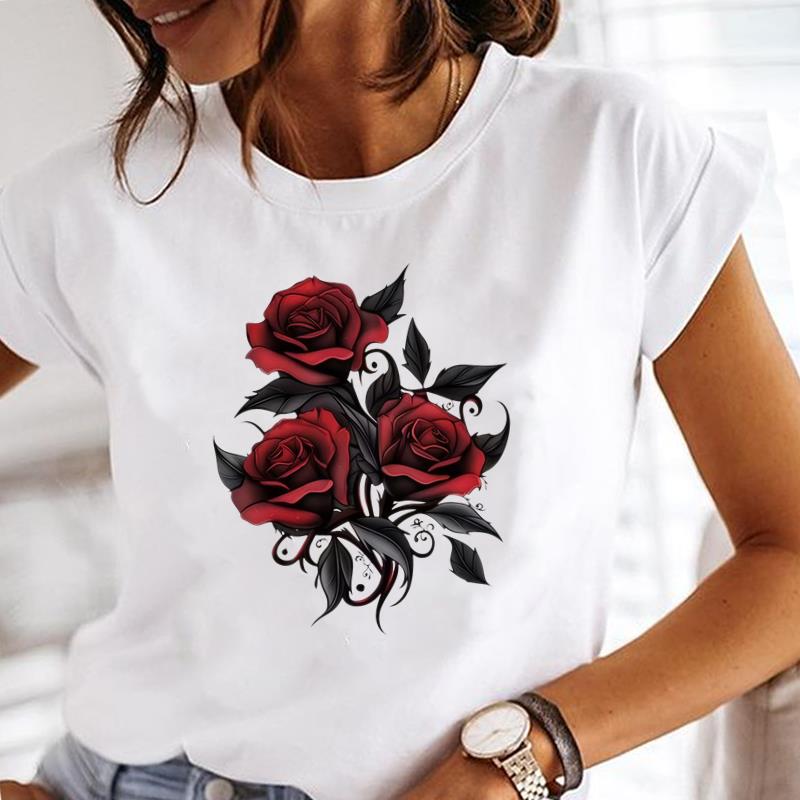 

(Asian Size) sweet love heart Lady Female Top Printed Clothing Casual T Shirt Fashion Graphic Short Sleeve T-shirts Women Tee S