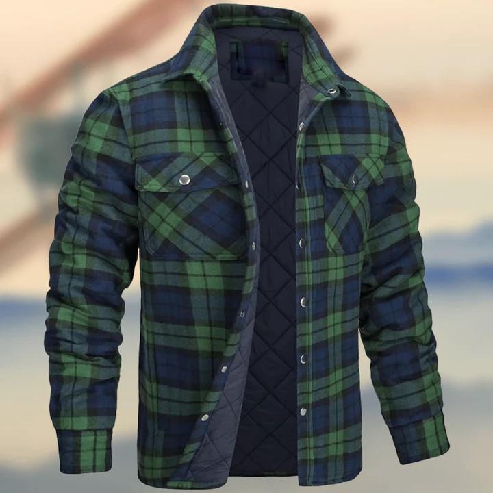 Men's Plaid Hooded Cotton Jacket: Thick, Long Sleeve, Loose-Fit for Autumn/Winter